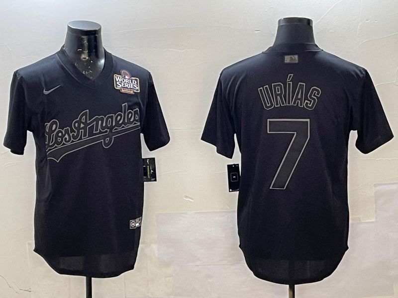 Men Los Angeles Dodgers 7 Urias Black Throwback Game 2025 Nike MLB Jersey style 02252